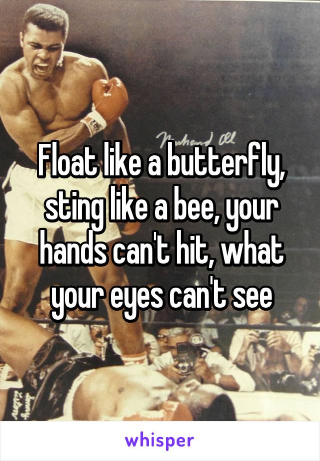 Float like a butterfly, sting like a bee, your hands can't hit, what your eyes can't see