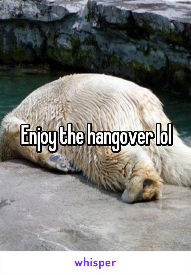 Enjoy the hangover lol