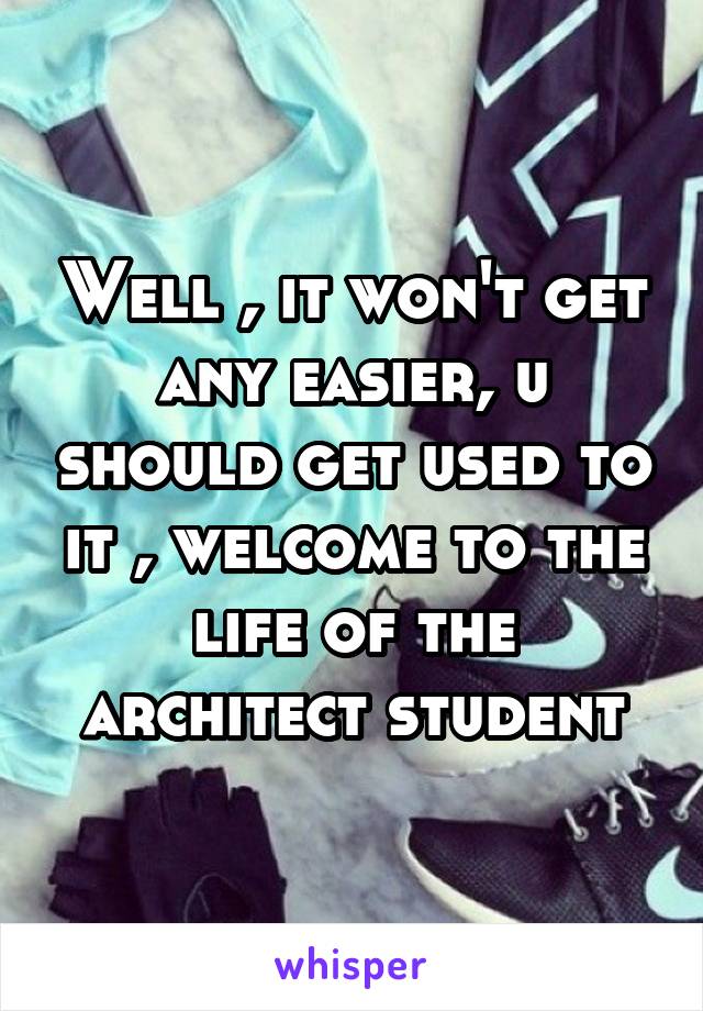 Well , it won't get any easier, u should get used to it , welcome to the life of the architect student