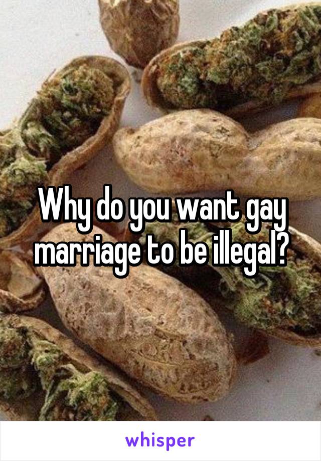 Why do you want gay marriage to be illegal?