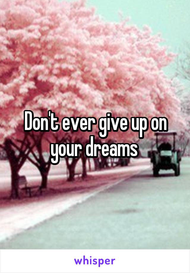 Don't ever give up on your dreams 