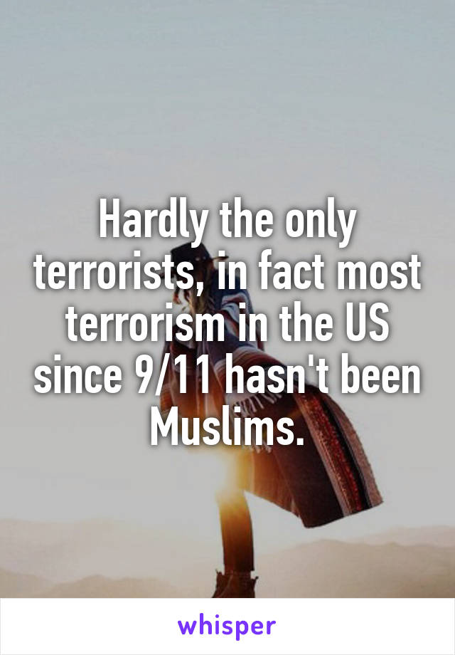 Hardly the only terrorists, in fact most terrorism in the US since 9/11 hasn't been Muslims.