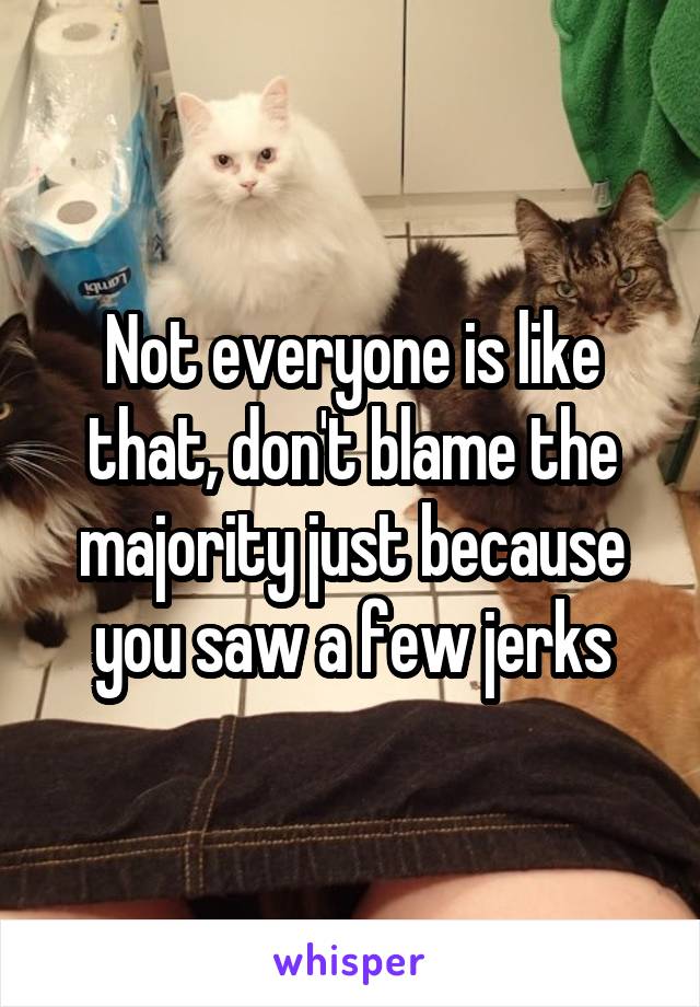 Not everyone is like that, don't blame the majority just because you saw a few jerks