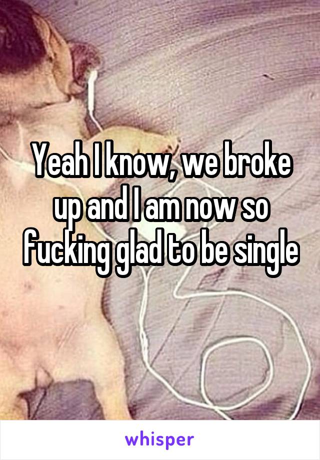 Yeah I know, we broke up and I am now so fucking glad to be single 