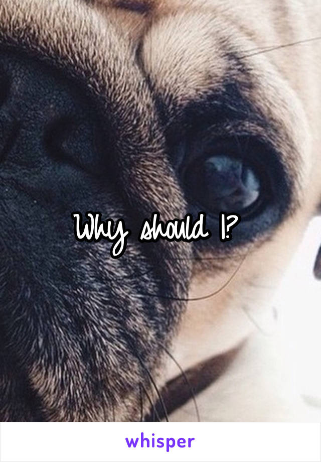 Why should I? 