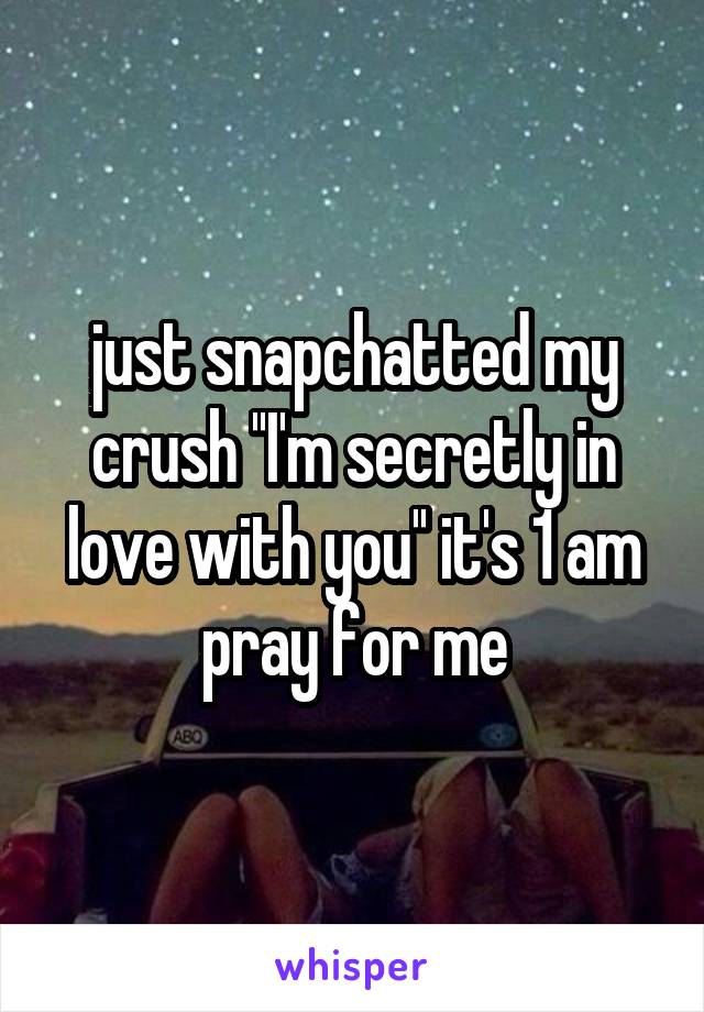 just snapchatted my crush ''I'm secretly in love with you'' it's 1 am pray for me