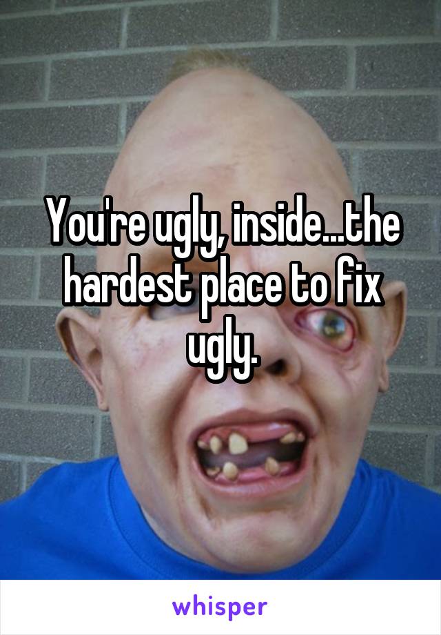 You're ugly, inside...the hardest place to fix ugly.
