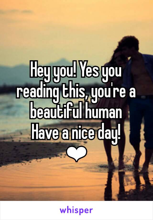 Hey you! Yes you reading this, you're a beautiful human
Have a nice day!
❤