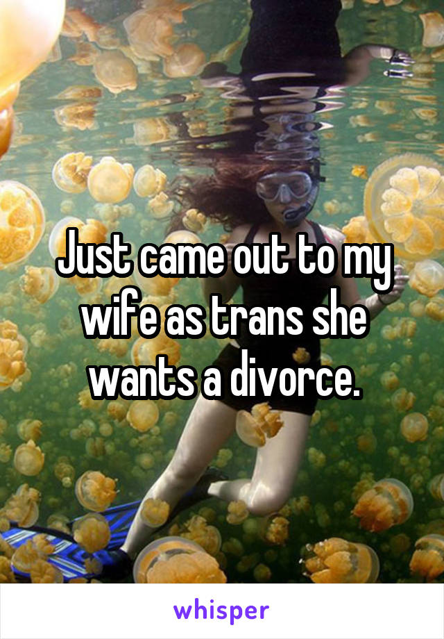 Just came out to my wife as trans she wants a divorce.