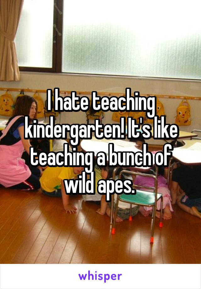 I hate teaching kindergarten! It's like teaching a bunch of wild apes. 