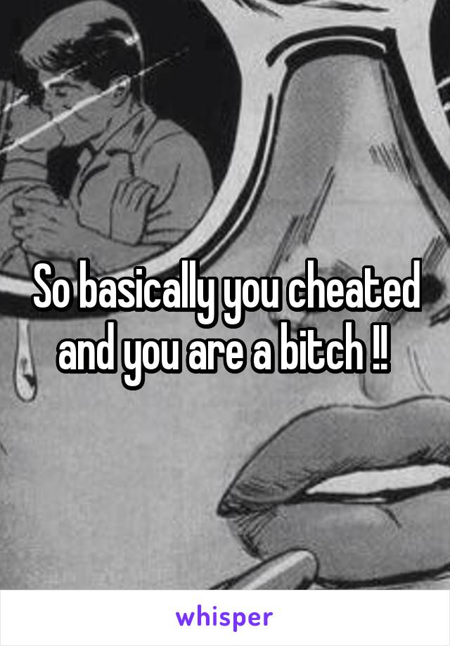 So basically you cheated and you are a bitch !! 