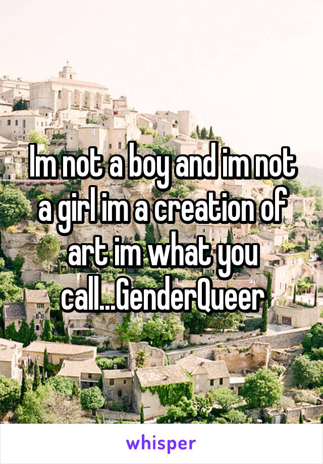 Im not a boy and im not a girl im a creation of art im what you call...GenderQueer