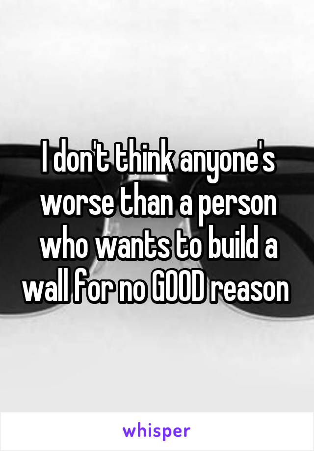 I don't think anyone's worse than a person who wants to build a wall for no GOOD reason 