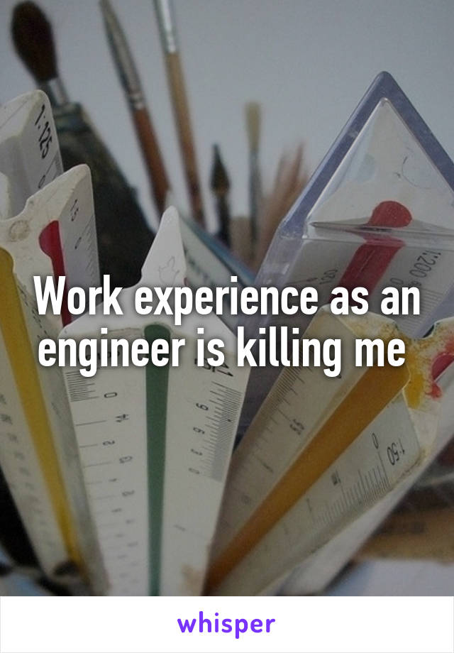 Work experience as an engineer is killing me 