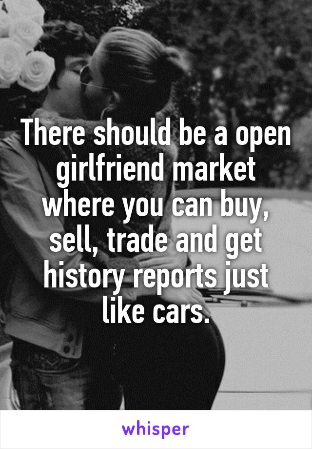 There should be a open girlfriend market where you can buy, sell, trade and get history reports just like cars.