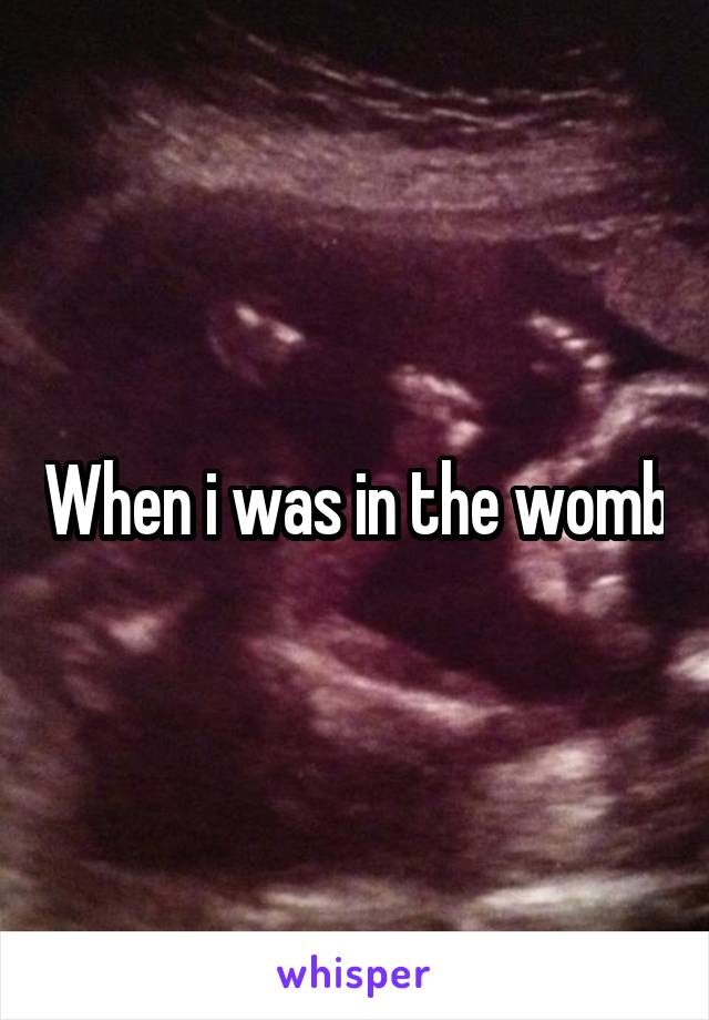 When i was in the womb