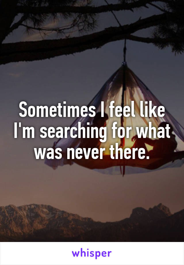 Sometimes I feel like I'm searching for what was never there.