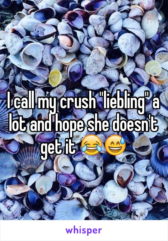 I call my crush "liebling" a lot and hope she doesn't get it 😂😅