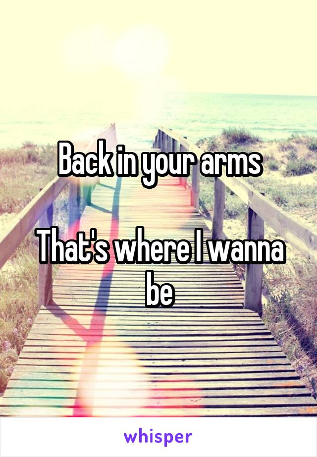 Back in your arms

That's where I wanna be
