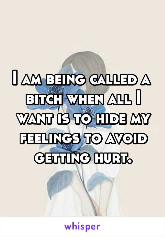 I am being called a  bitch when all I want is to hide my feelings to avoid getting hurt.