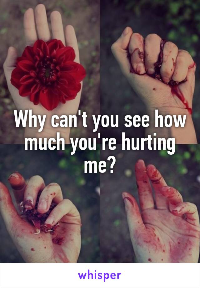 Why can't you see how much you're hurting me?
