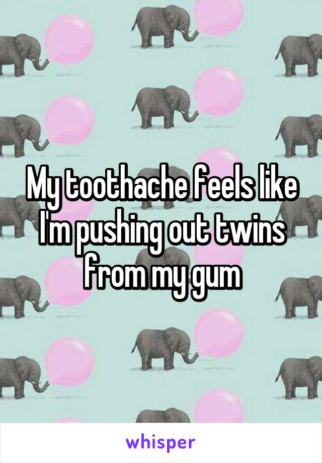 My toothache feels like I'm pushing out twins from my gum