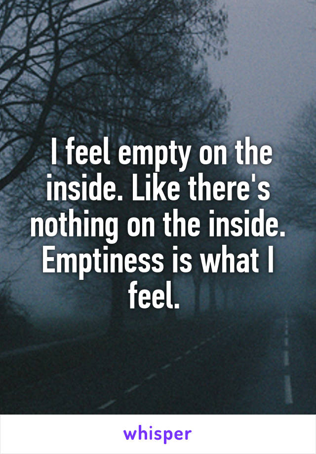  I feel empty on the inside. Like there's nothing on the inside. Emptiness is what I feel. 