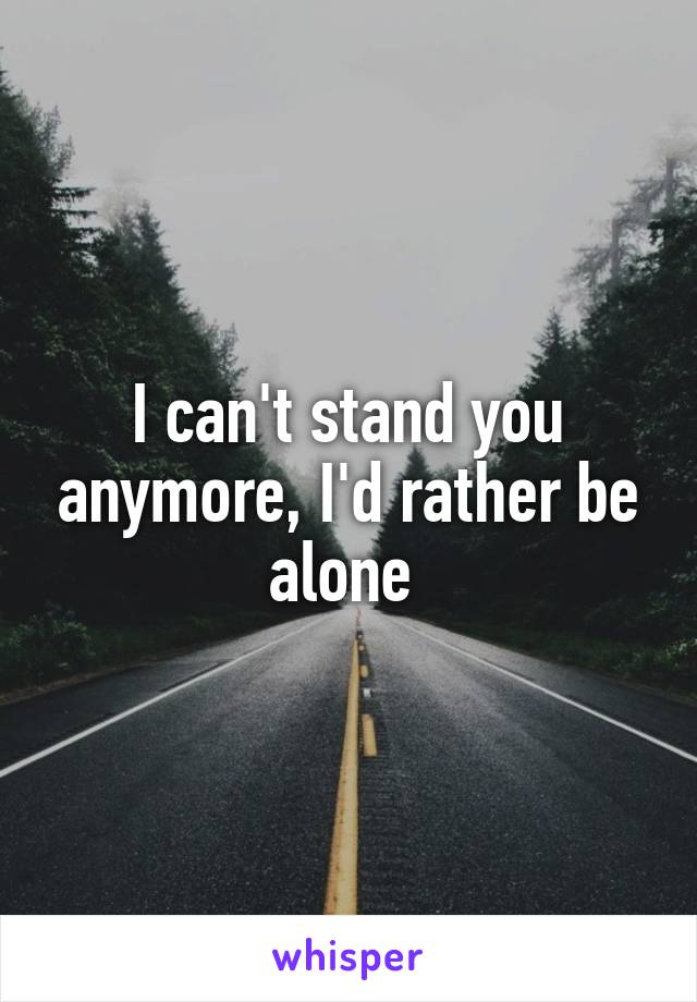 I can't stand you anymore, I'd rather be alone 