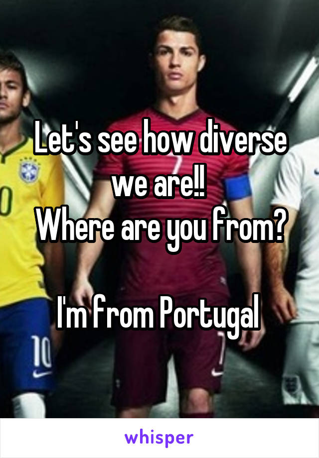 Let's see how diverse we are!! 
Where are you from?

I'm from Portugal 
