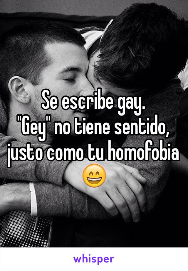 Se escribe gay. 
"Gey" no tiene sentido, justo como tu homofobia 😄