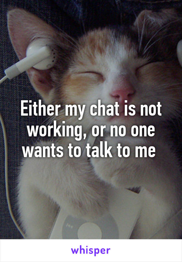 Either my chat is not working, or no one wants to talk to me 