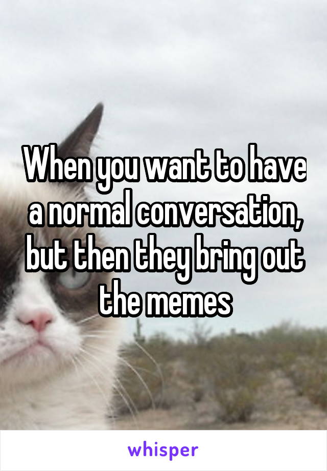 When you want to have a normal conversation, but then they bring out the memes