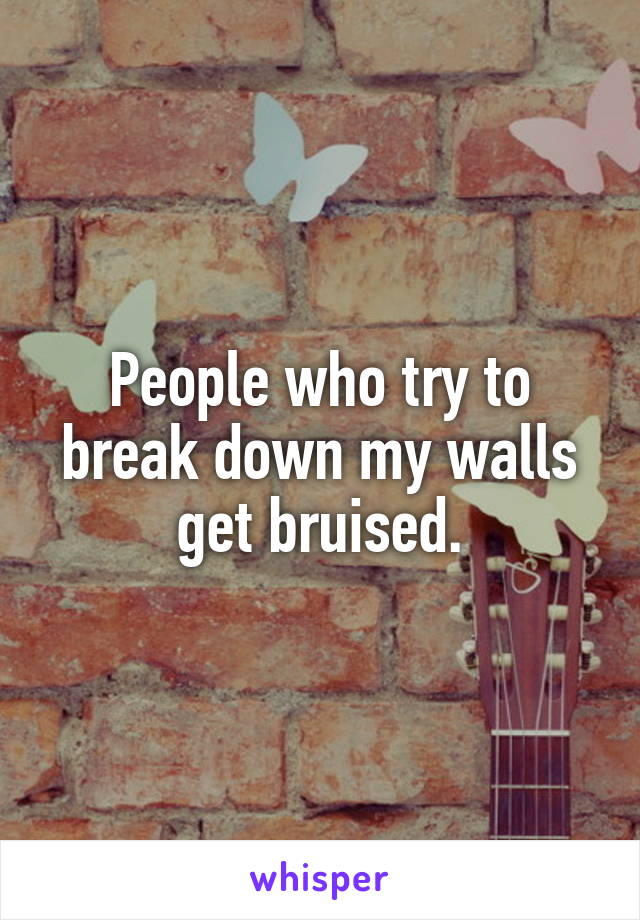 People who try to break down my walls get bruised.
