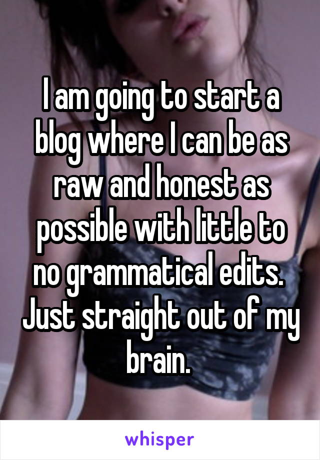I am going to start a blog where I can be as raw and honest as possible with little to no grammatical edits.  Just straight out of my brain. 