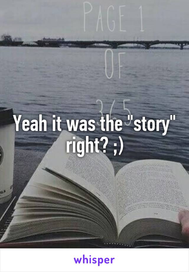 Yeah it was the "story" right? ;)