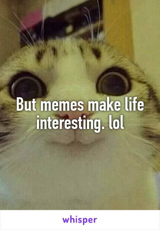 But memes make life interesting. lol