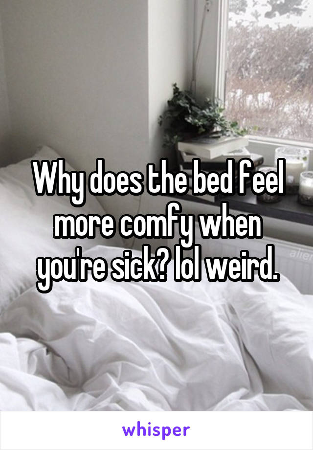 Why does the bed feel more comfy when you're sick? lol weird.