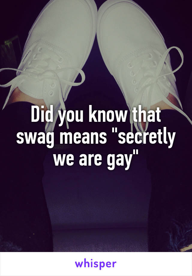 Did you know that swag means "secretly we are gay"