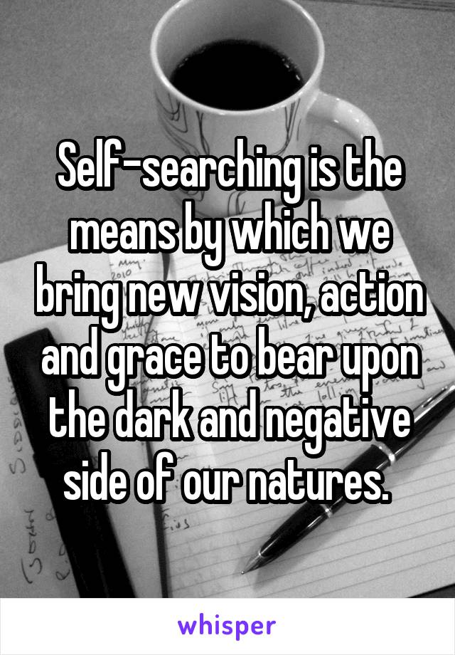 Self-searching is the means by which we bring new vision, action and grace to bear upon the dark and negative side of our natures. 