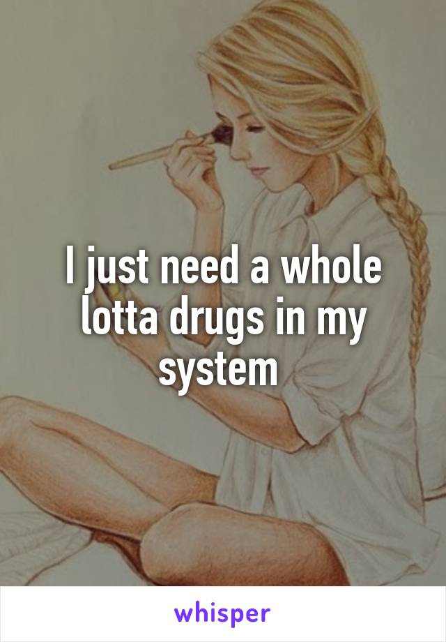 I just need a whole lotta drugs in my system 