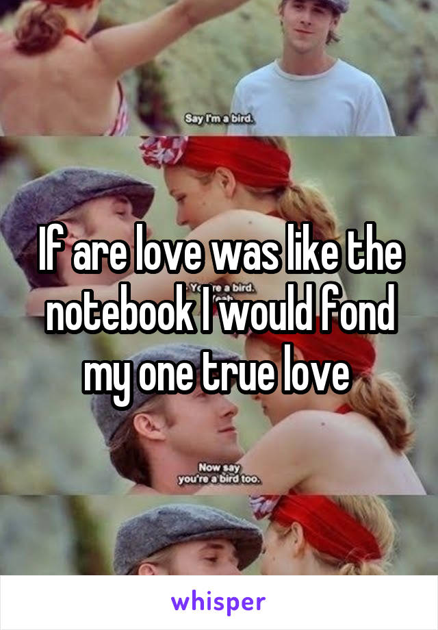 If are love was like the notebook I would fond my one true love 
