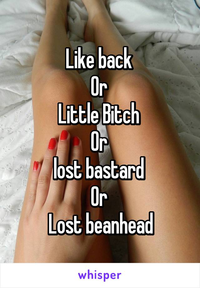 Like back 
Or 
Little Bitch 
Or 
lost bastard 
Or 
Lost beanhead