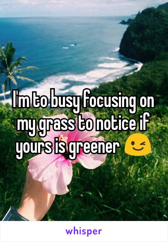 I'm to busy focusing on my grass to notice if yours is greener 😉