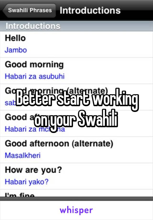 Better start working on your Swahili 