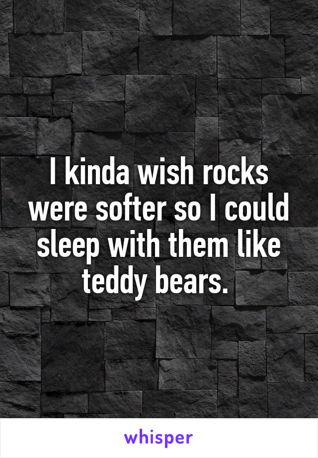 I kinda wish rocks were softer so I could sleep with them like teddy bears. 