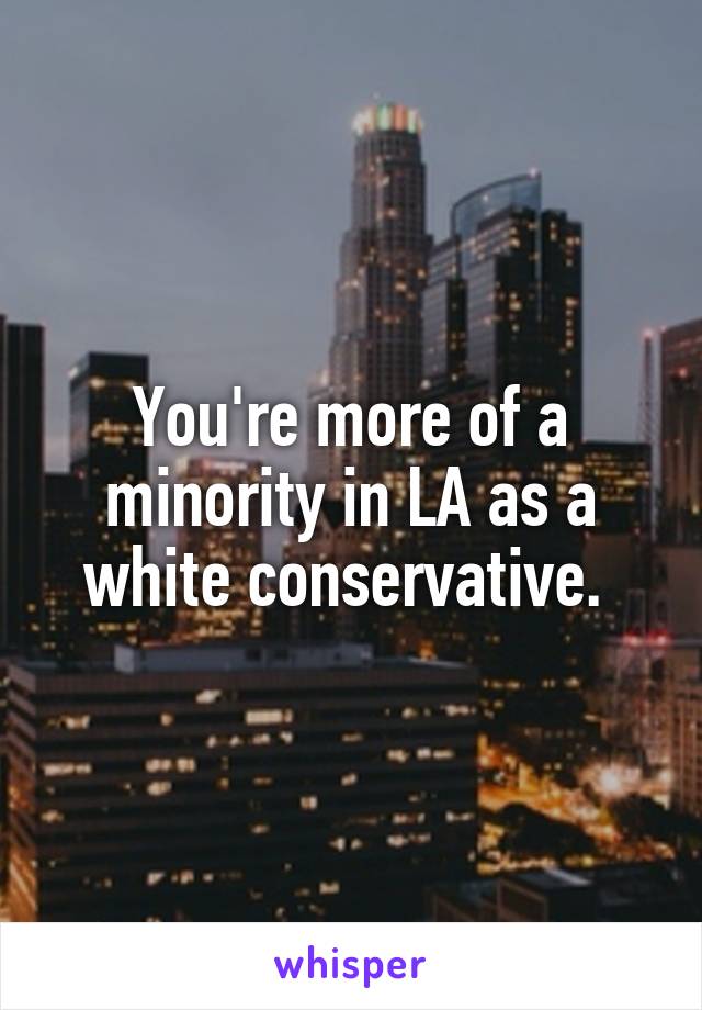 You're more of a minority in LA as a white conservative. 