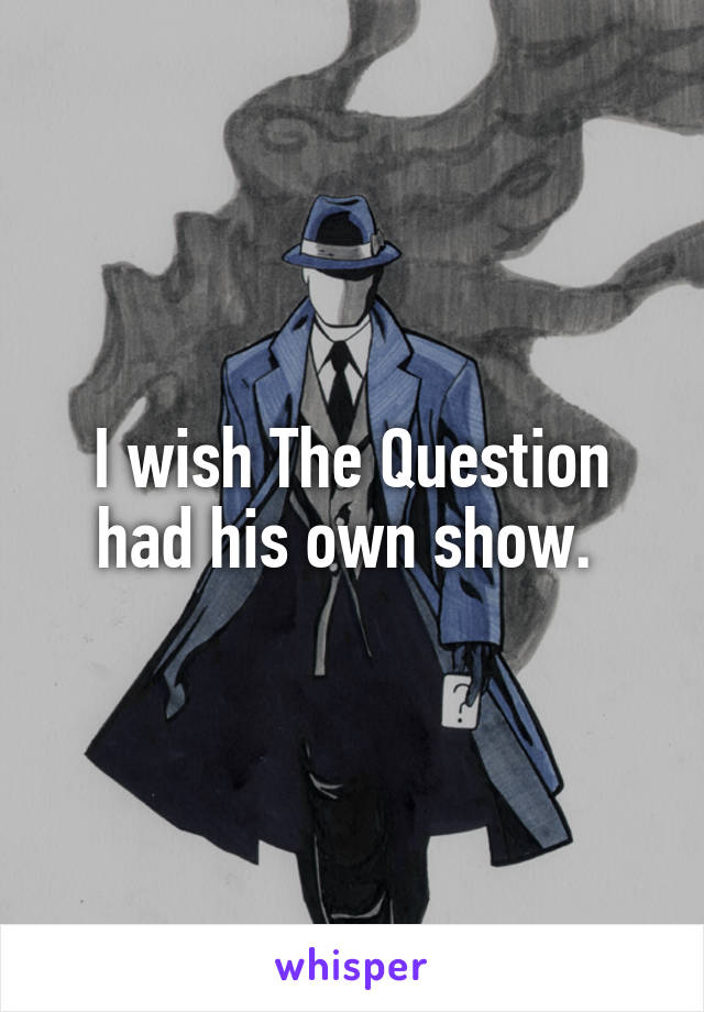 I wish The Question had his own show. 