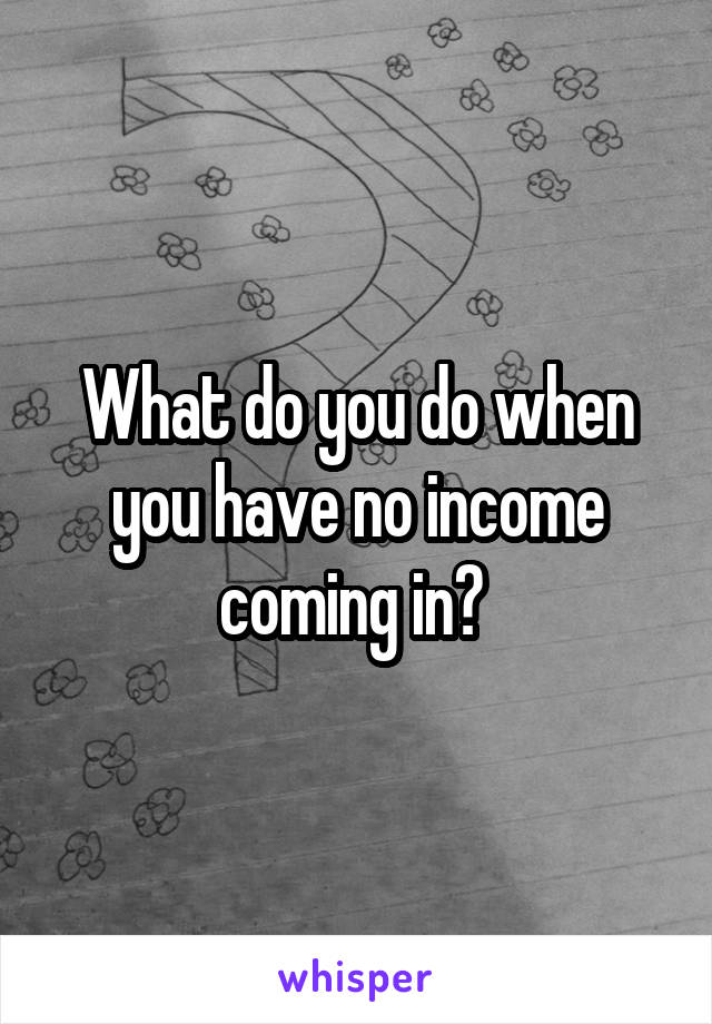What do you do when you have no income coming in? 