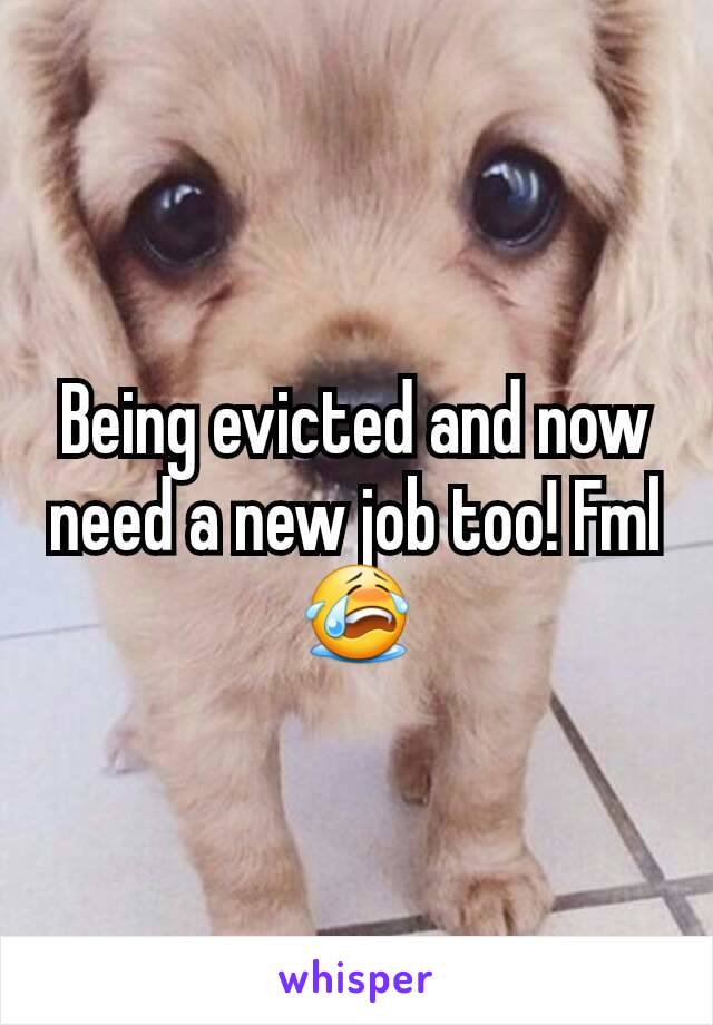 Being evicted and now need a new job too! Fml 😭