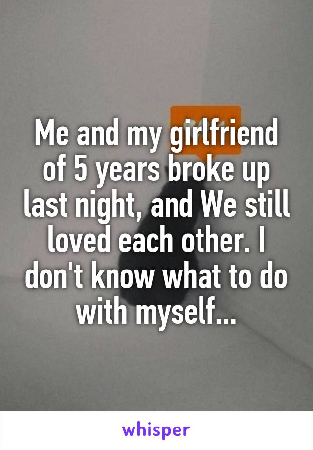 Me and my girlfriend of 5 years broke up last night, and We still loved each other. I don't know what to do with myself...